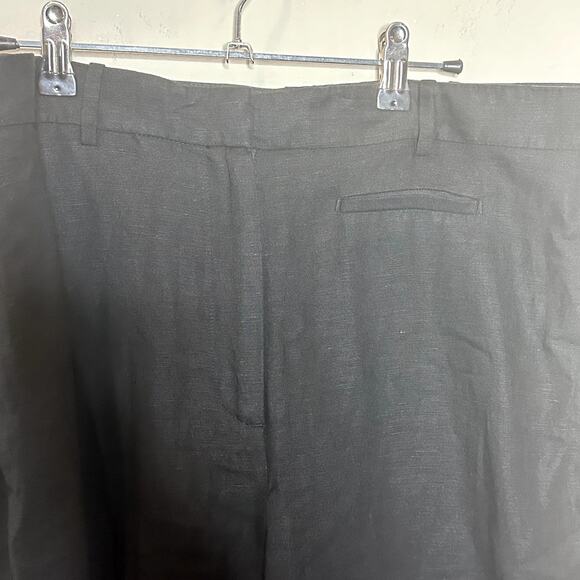 H&M Black Linen Blend Pockets High Rise Wide Leg Trouser Pants Women's‎ Size 12 - Picture 3 of 6